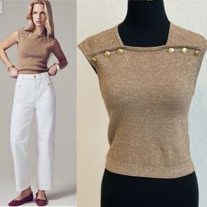 J. Crew Women S Sweater Vest Shell Sleeveless Merino Wool Linen Buttons Cropped